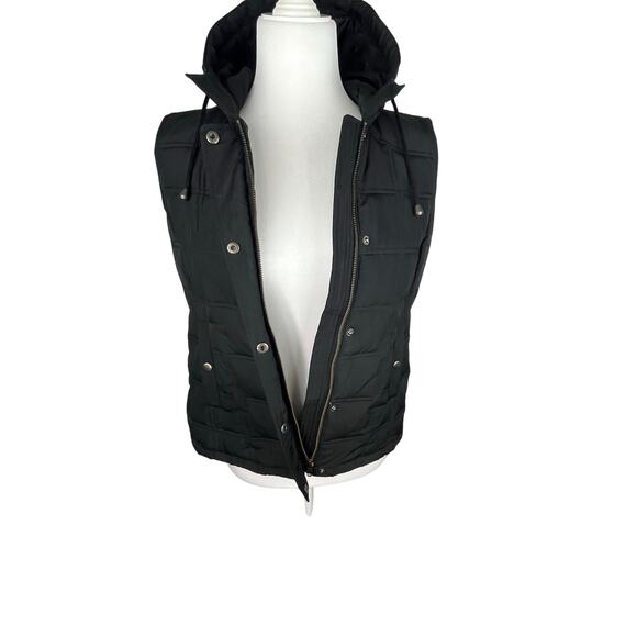 GAP Quilted Puffer Hooded Vest Zipper Snaps Black Small - Picture 5 of 10